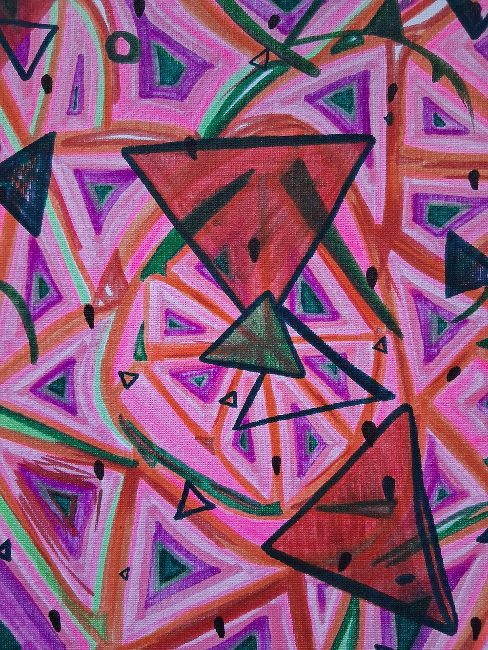 "Summer Watermelon": Geometric Abstract Canvas Art - Picture 4 of 4